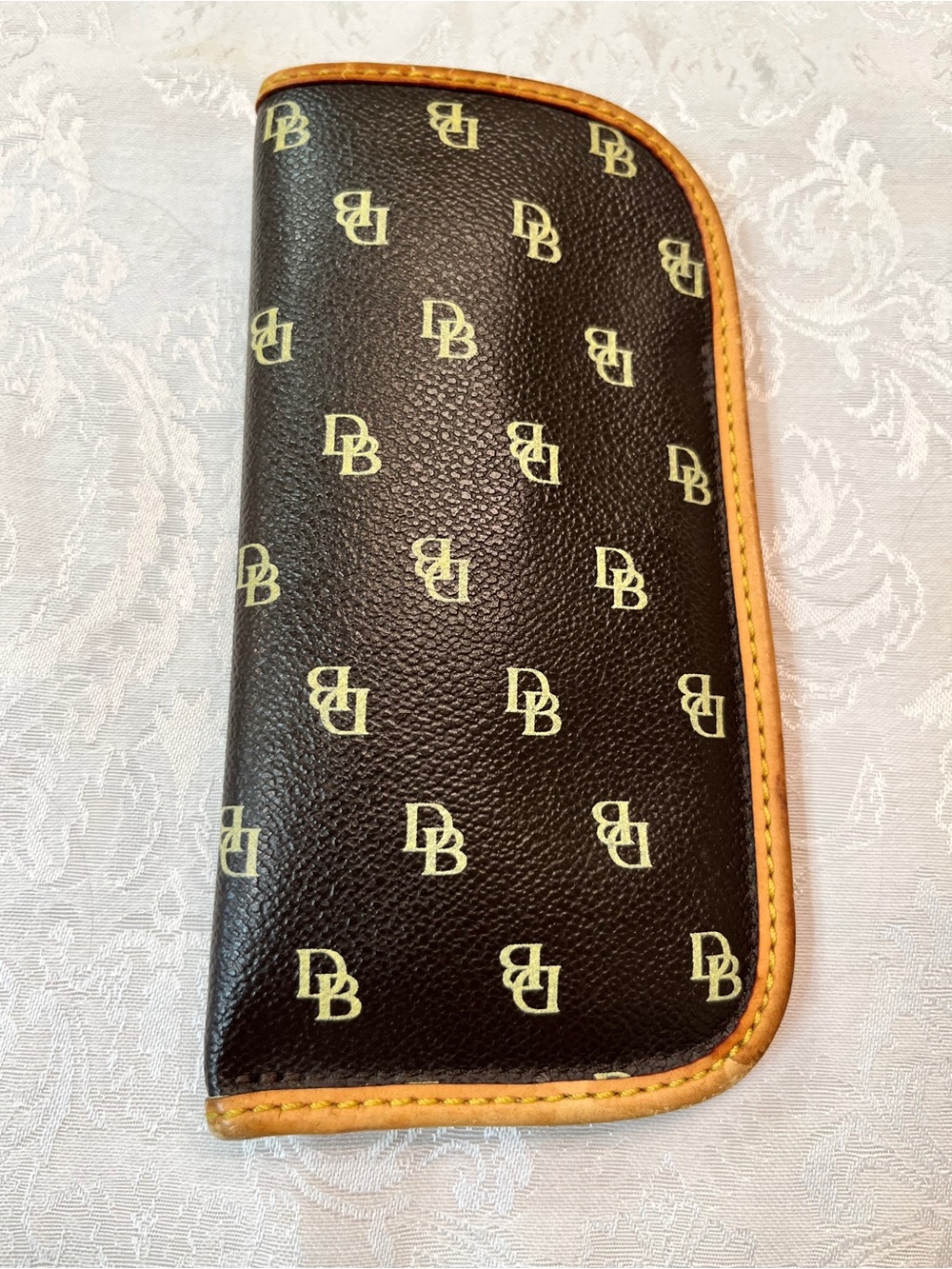 Dooney & Bourke Monogram Leather Eyewear Case in Black and Tan